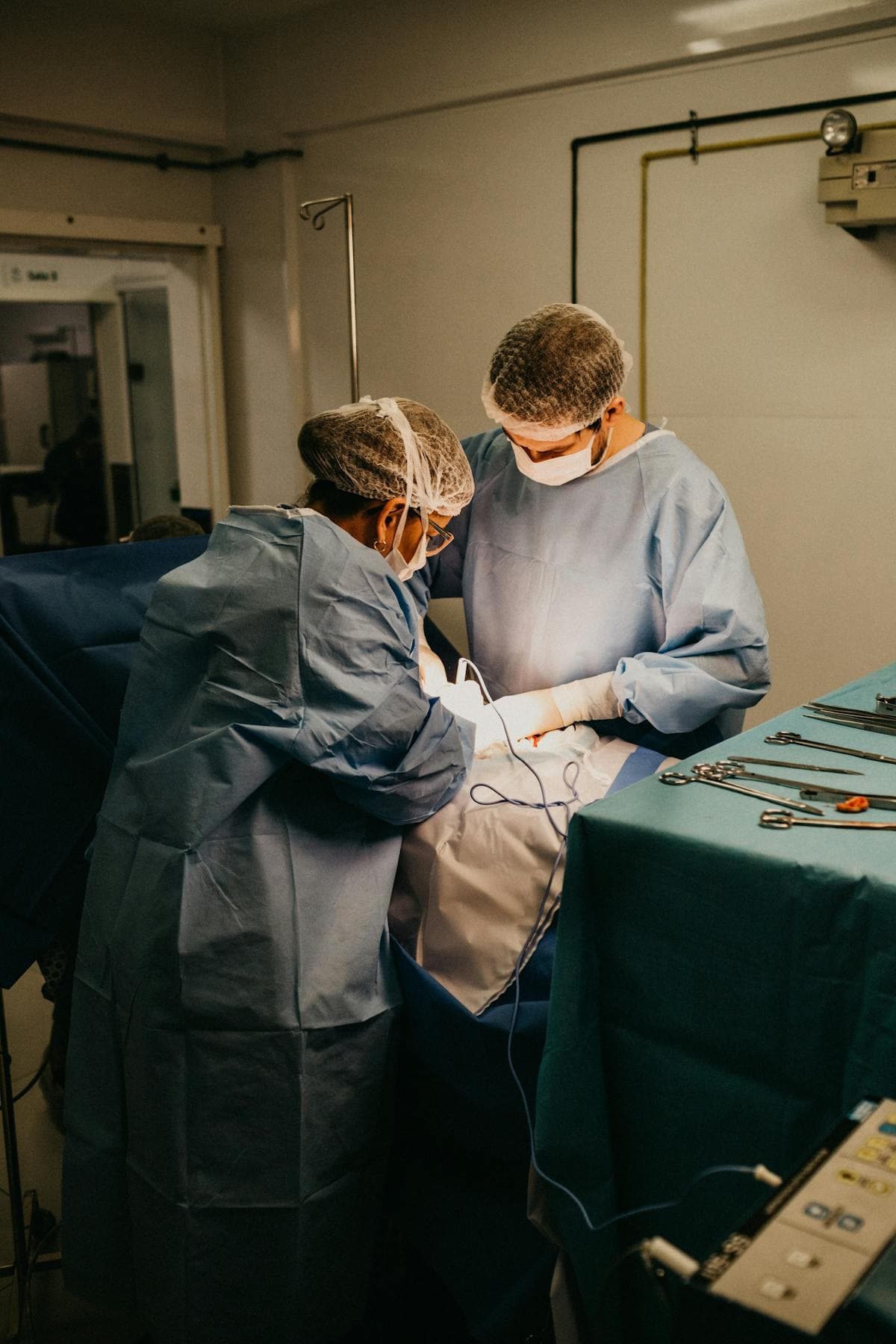 Cardiothoracic surgeon in the operating room, cinematic studio portrait